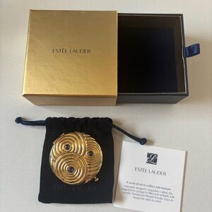 Vintage Estée Lauder Golden Swirls Compact Lucidity Translucent Pressed Powder